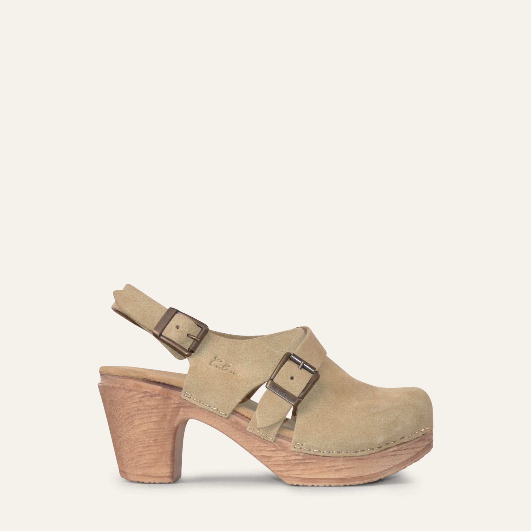 Astrid beige suede clog Calou Stockholm
