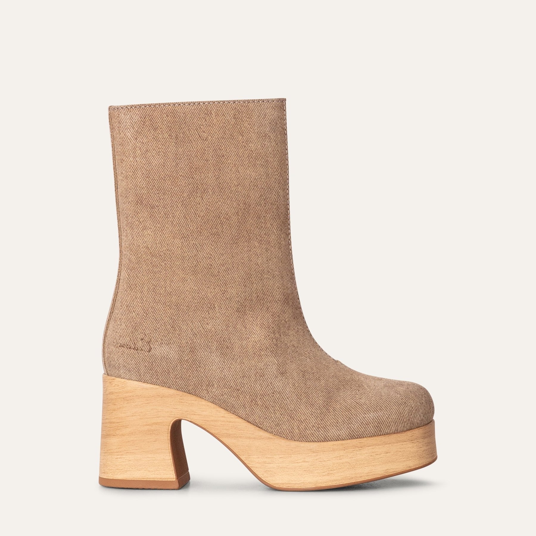 Bobbie beige suede leather clog boot Calou Stockholm