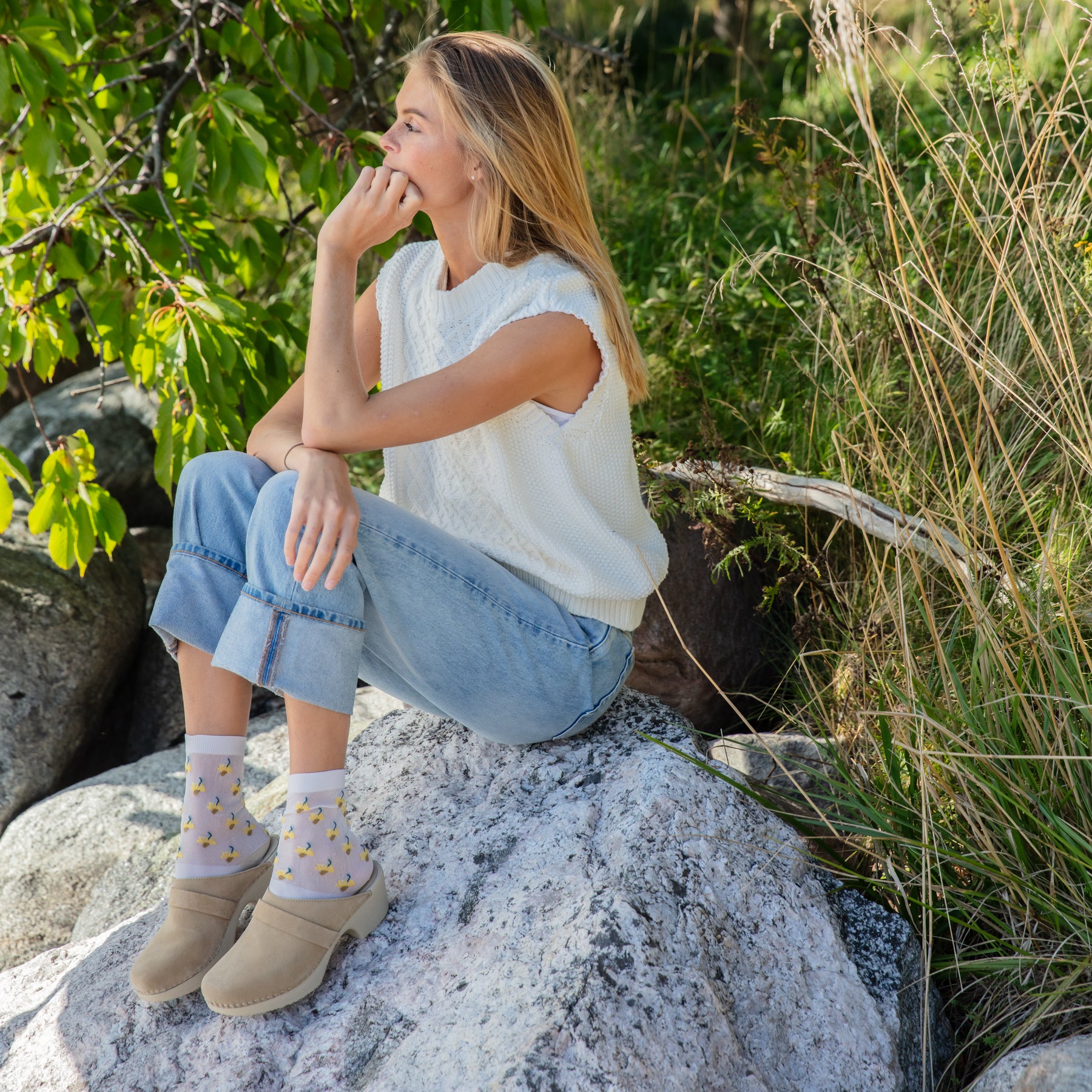 Annika Beige Suede Clog