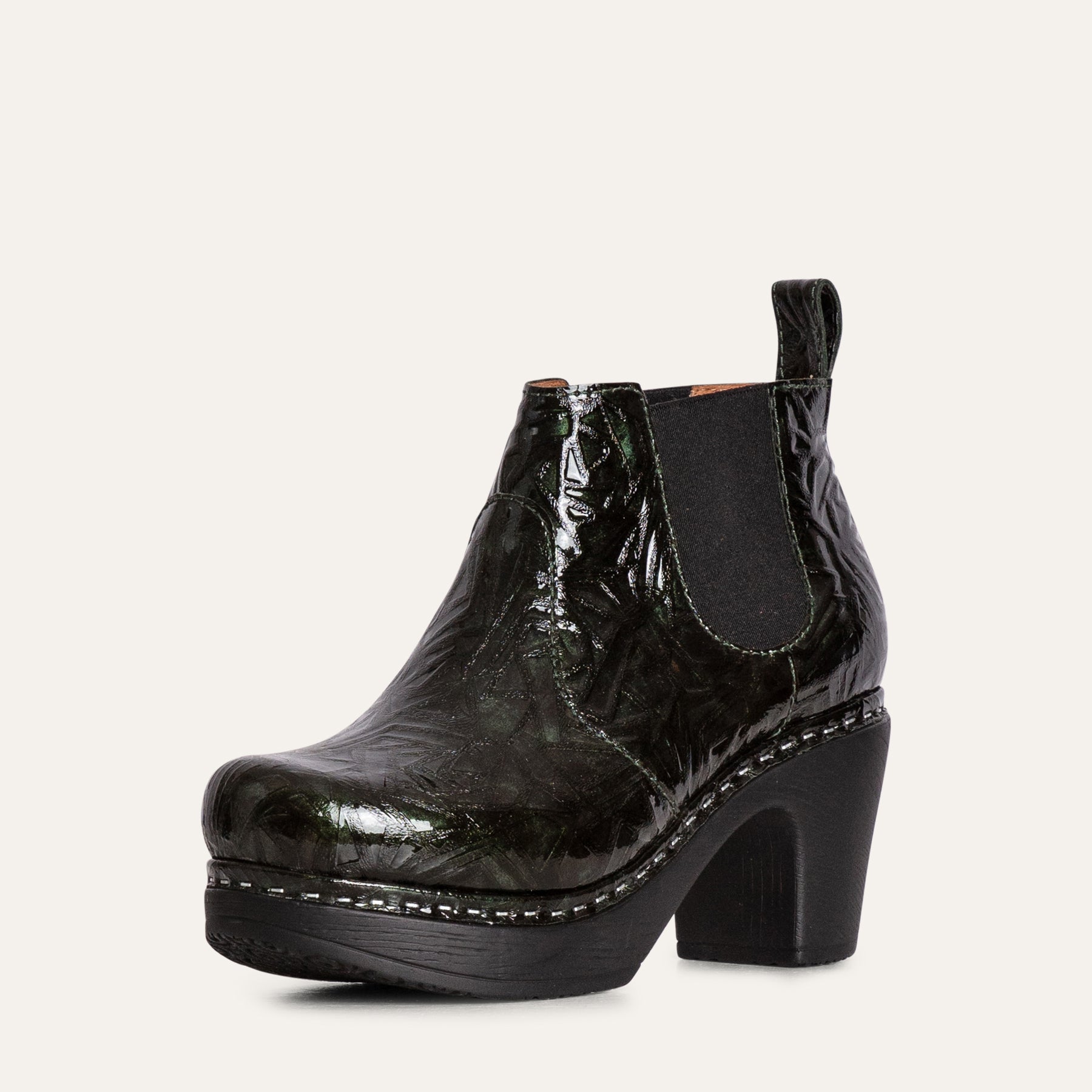 Doris green patent leather clog boot Calou