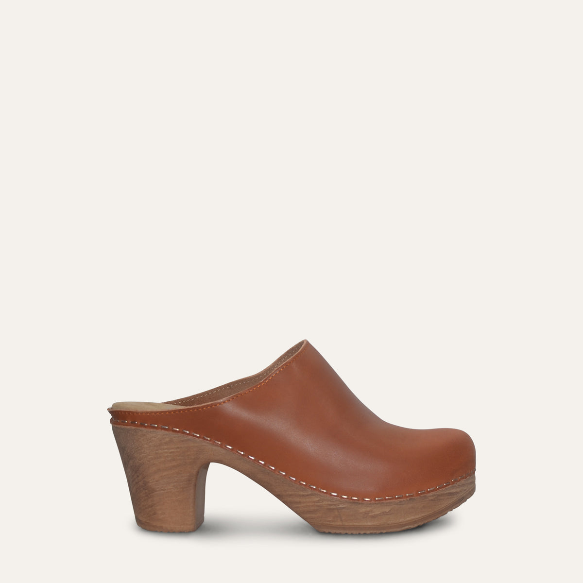 Lisa High-Heeled Clog Rust Leather | Calou