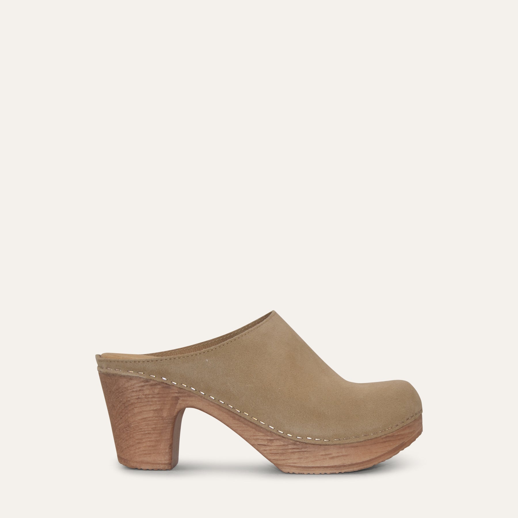 Lisa beige suede classic clog, Calou Stockholm