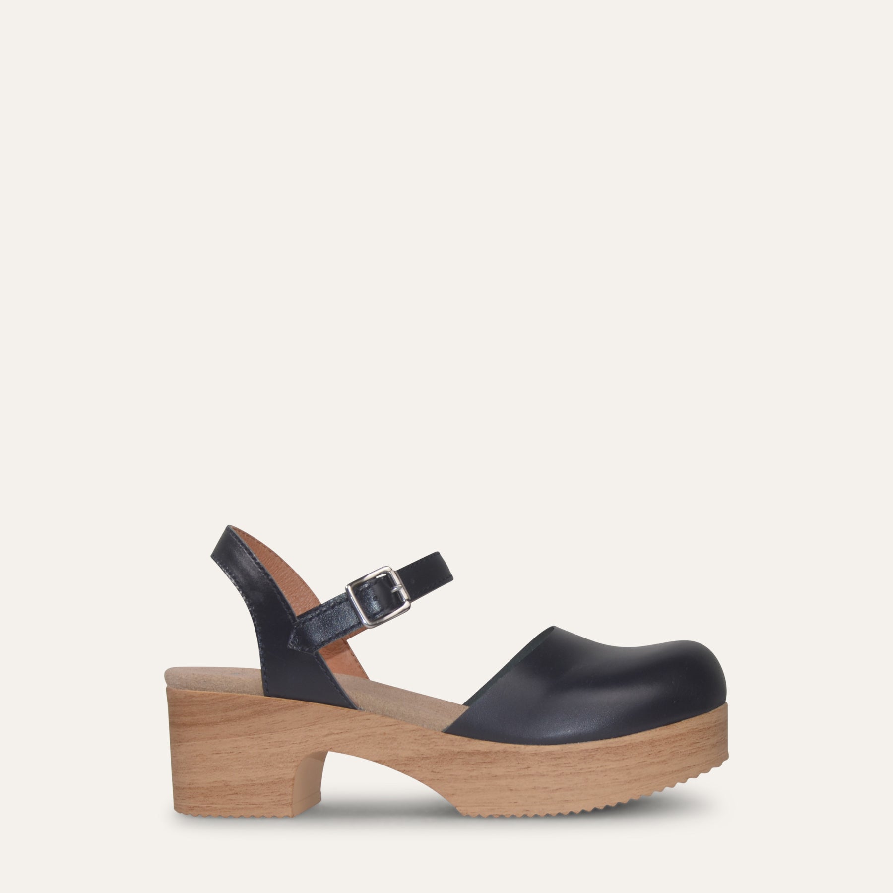 Calou Sara dark blue leather Mary Jane flexsole clog side