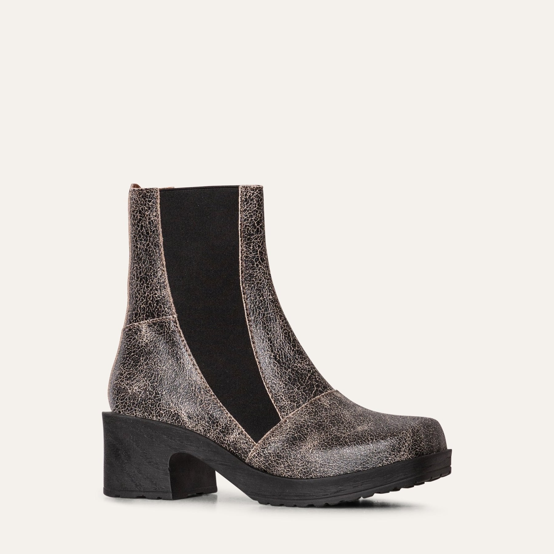 Signe black vintage leather clog boot, Caloum stockholm
