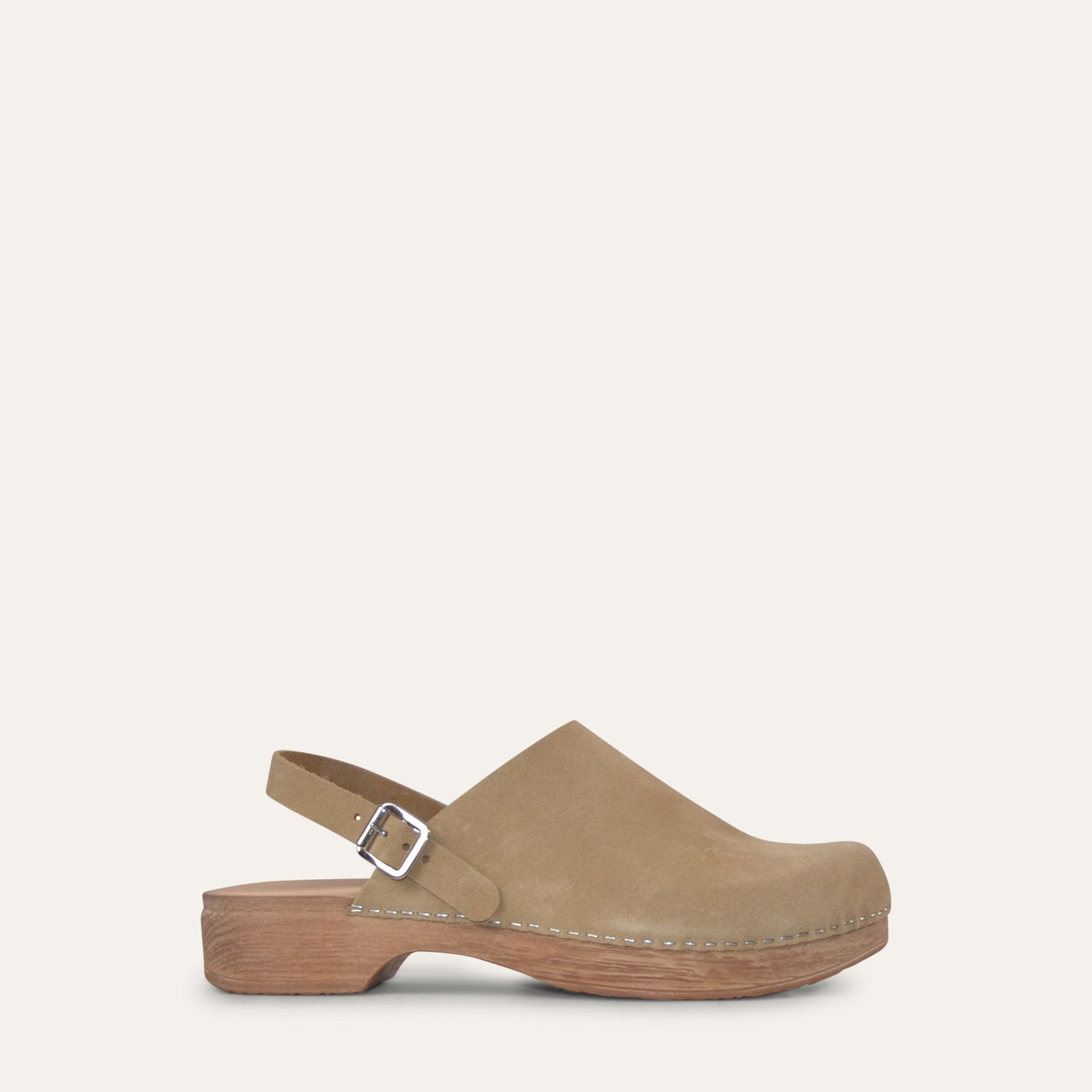 Siri beige suede flat slingback clog Calou Stockholm