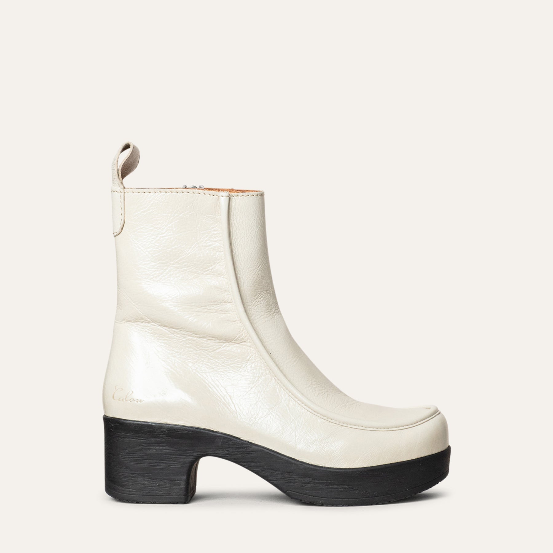 Viola off white patent leather clog boot Calou