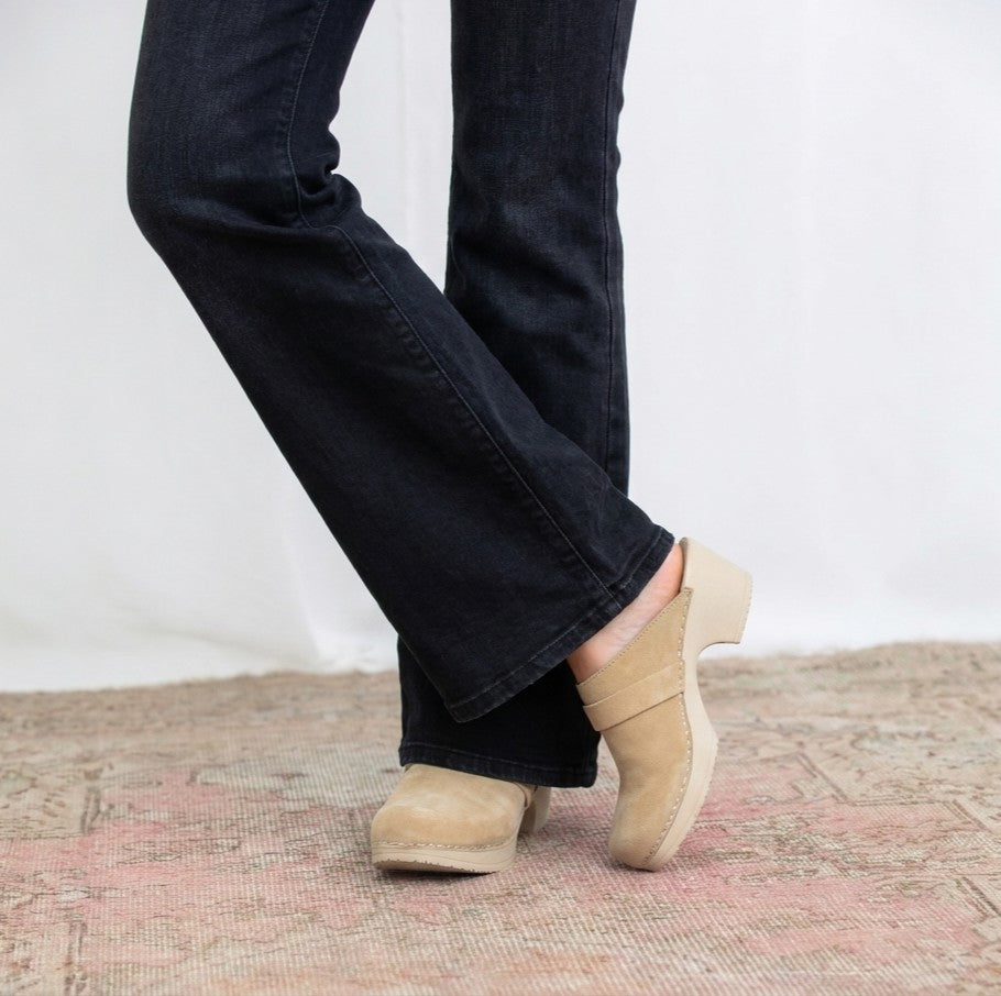 Annika Beige Suede Clog