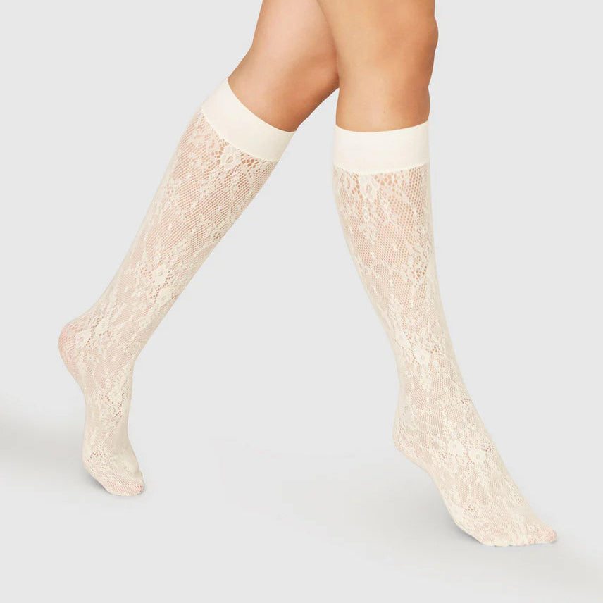 Rosa Lace Knee-Highs Ivory