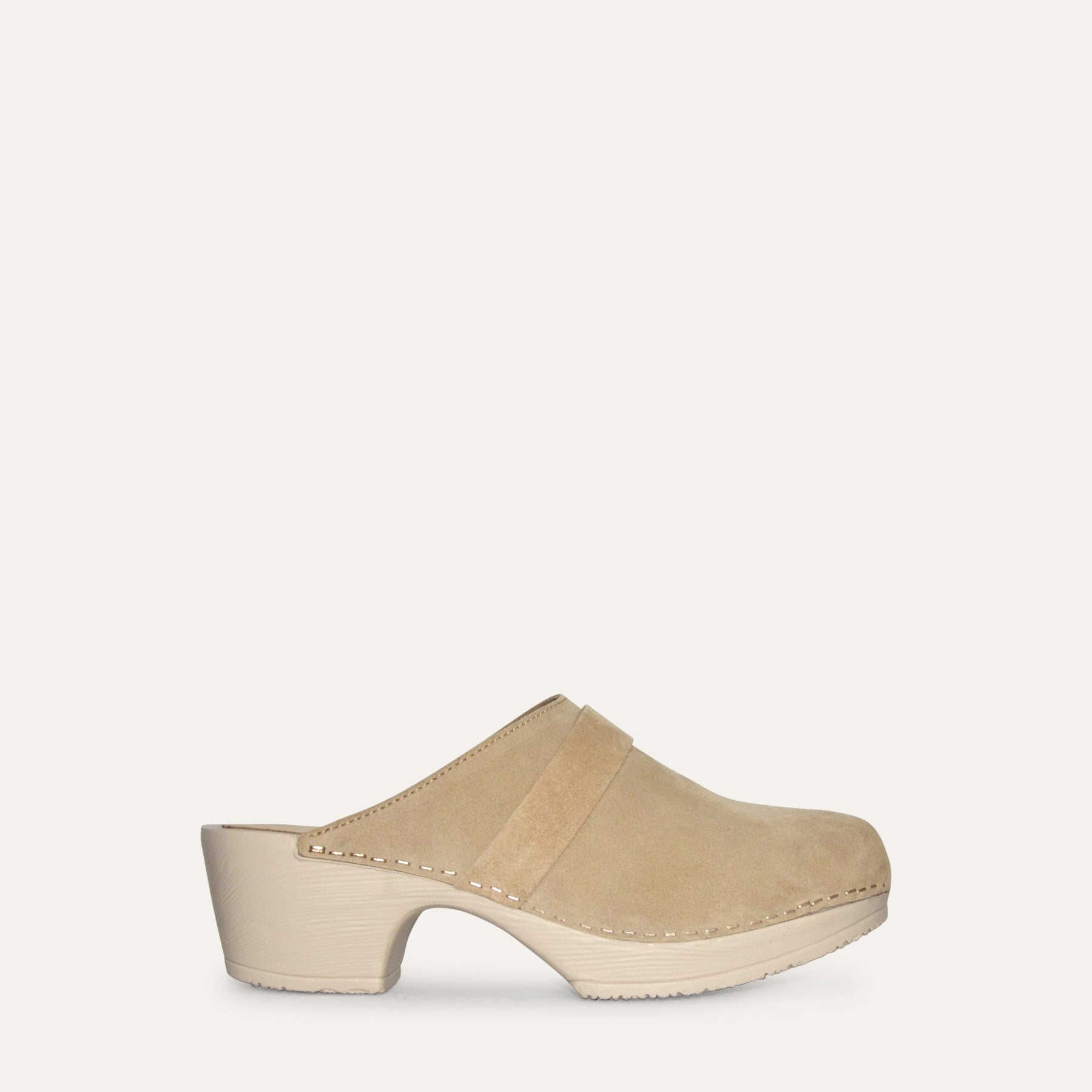 Annika beige suede classic clog, Calou Stokholm