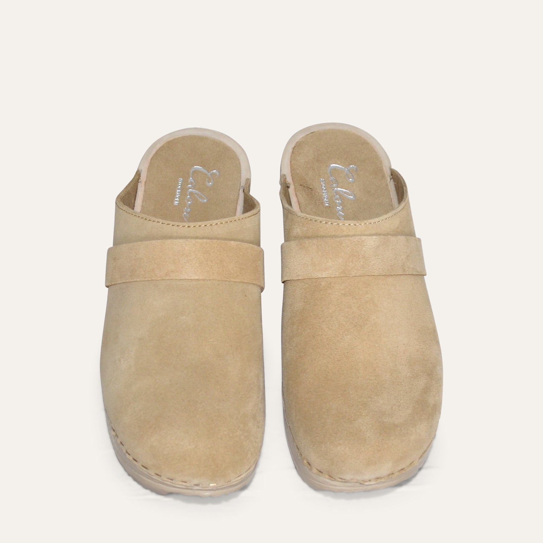 Annika beige suede classic clogs, Calou Stockholm