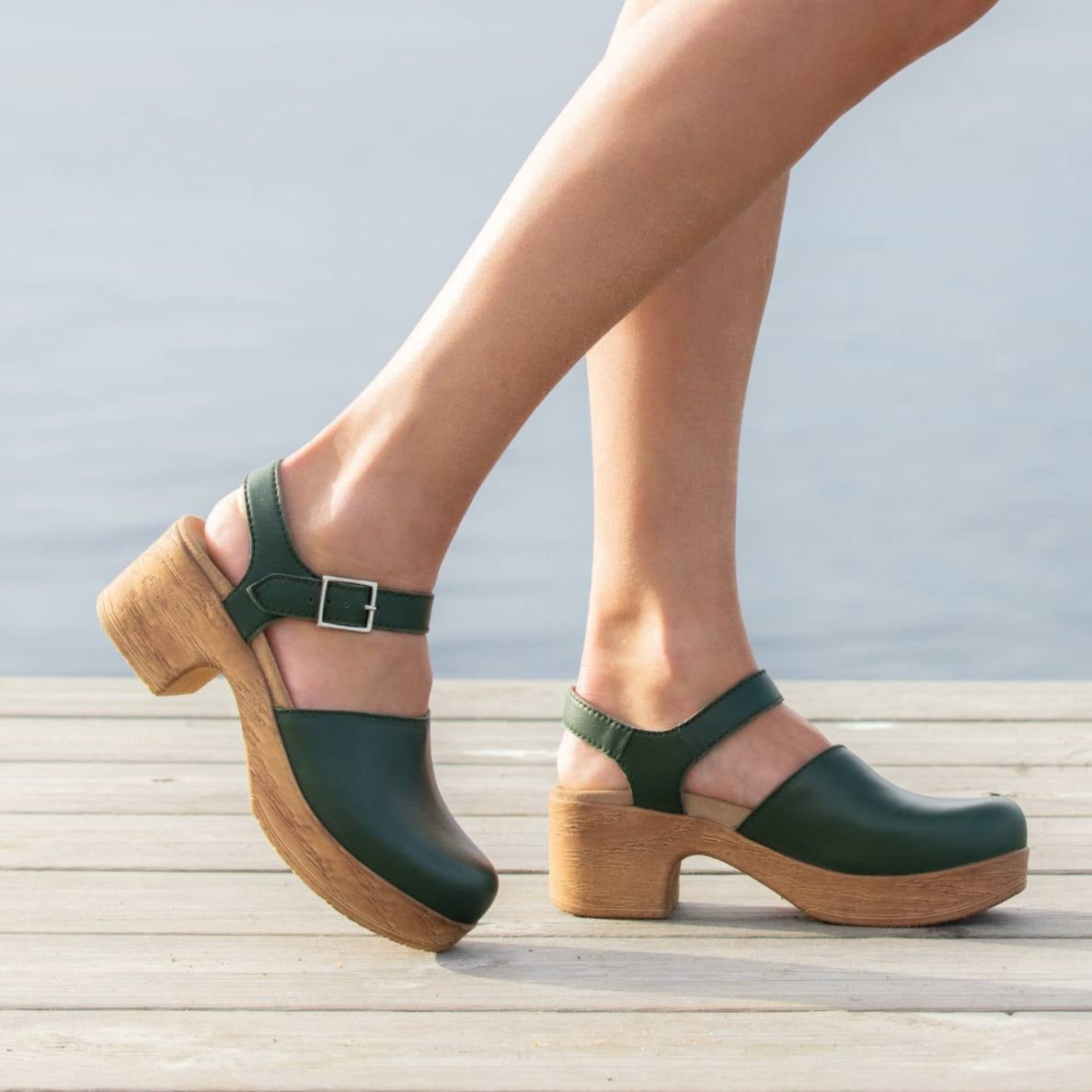 Dolores green Mary_jane_clogs on model Calou stockholm