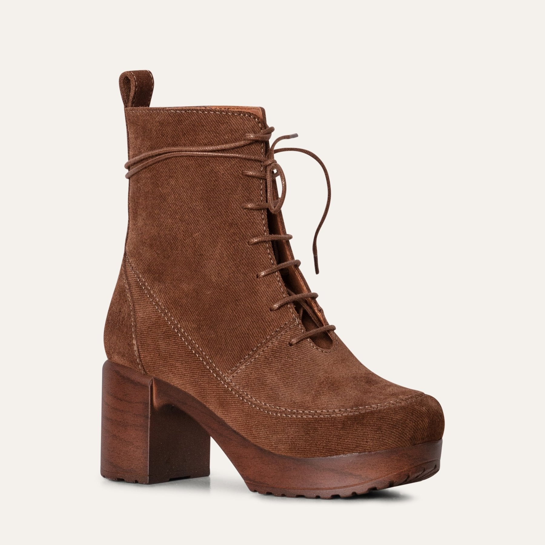 Greta brown suede lace-up clog boot Calou