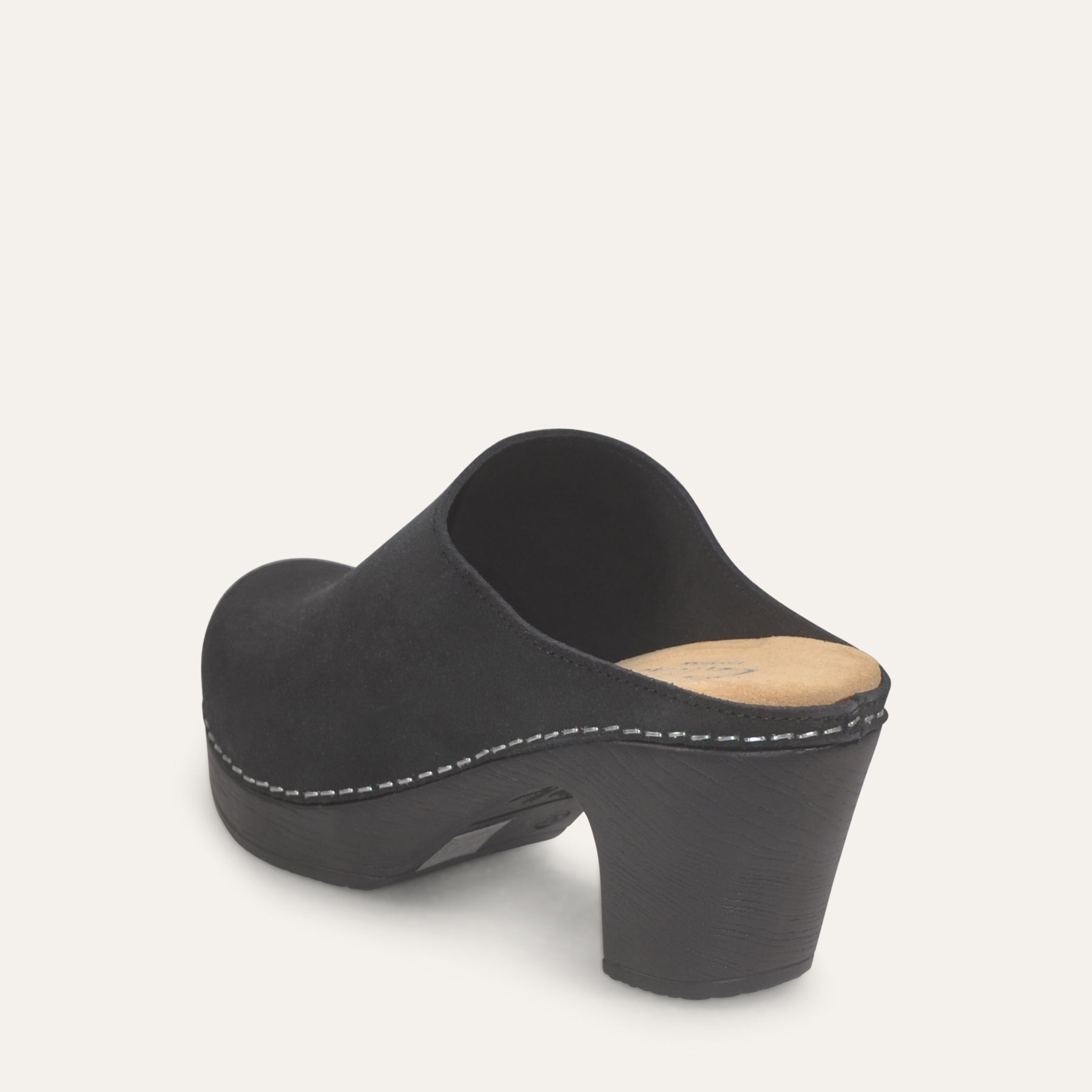 Calou Black suede flex-sole clogs back