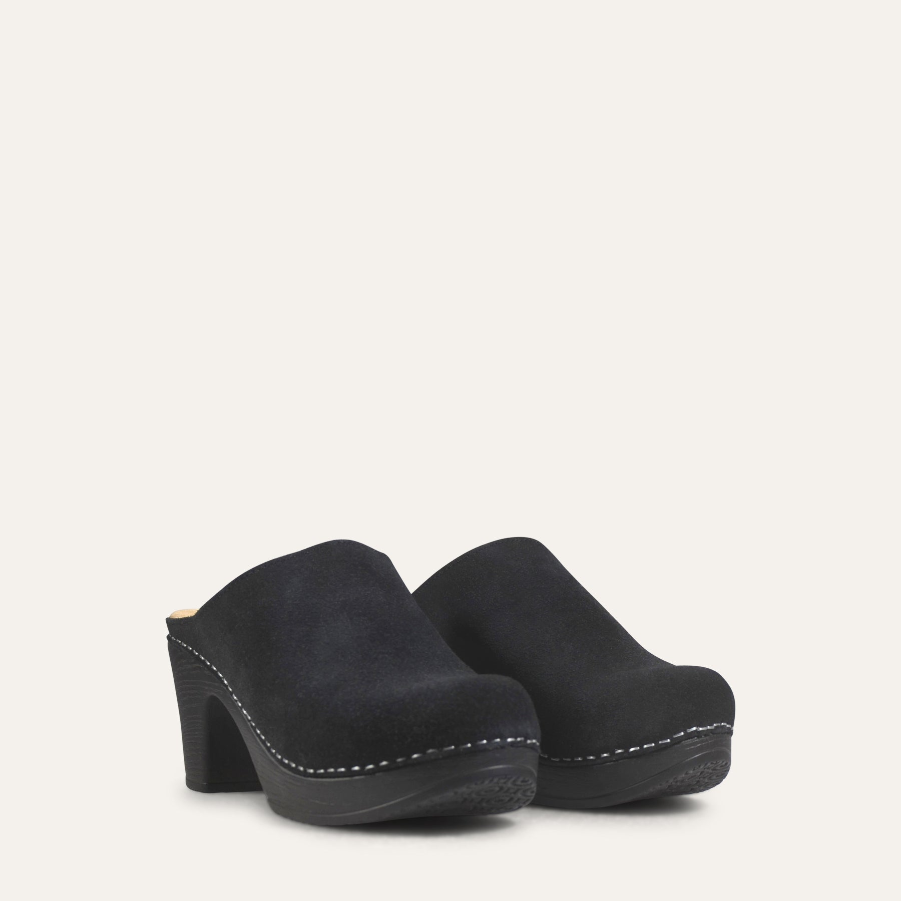 Lisa black suede clogs with flex-soles-Calou