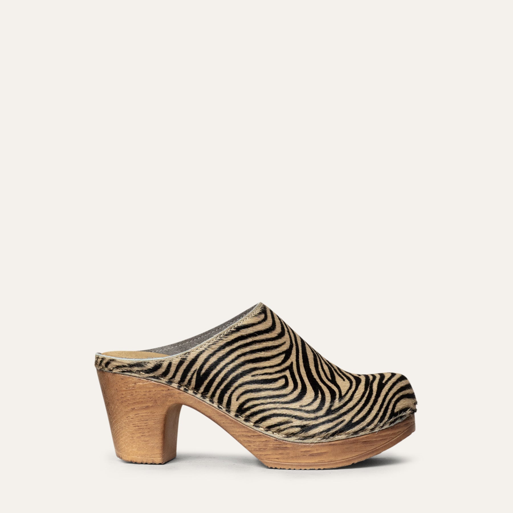 Lisa zebra motif leather clog, Calou Stockholm