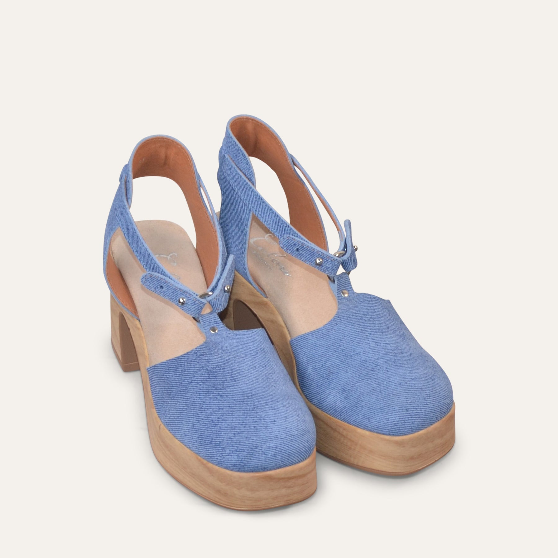 Majsan denim blue suede clogs Calou