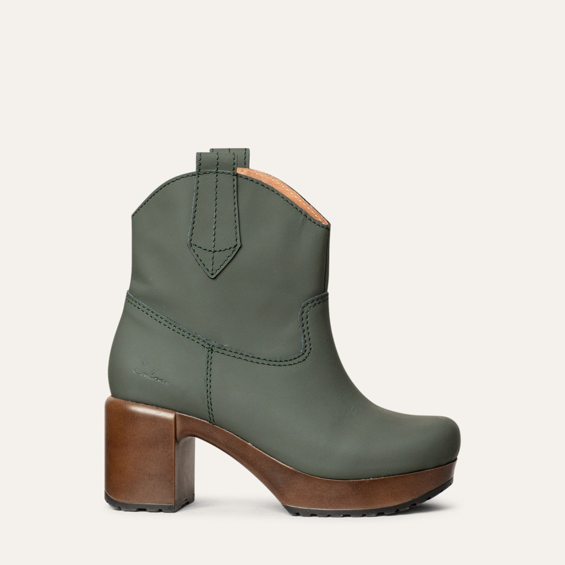 Malin green water-resistant leather boot, Calou Stockholm