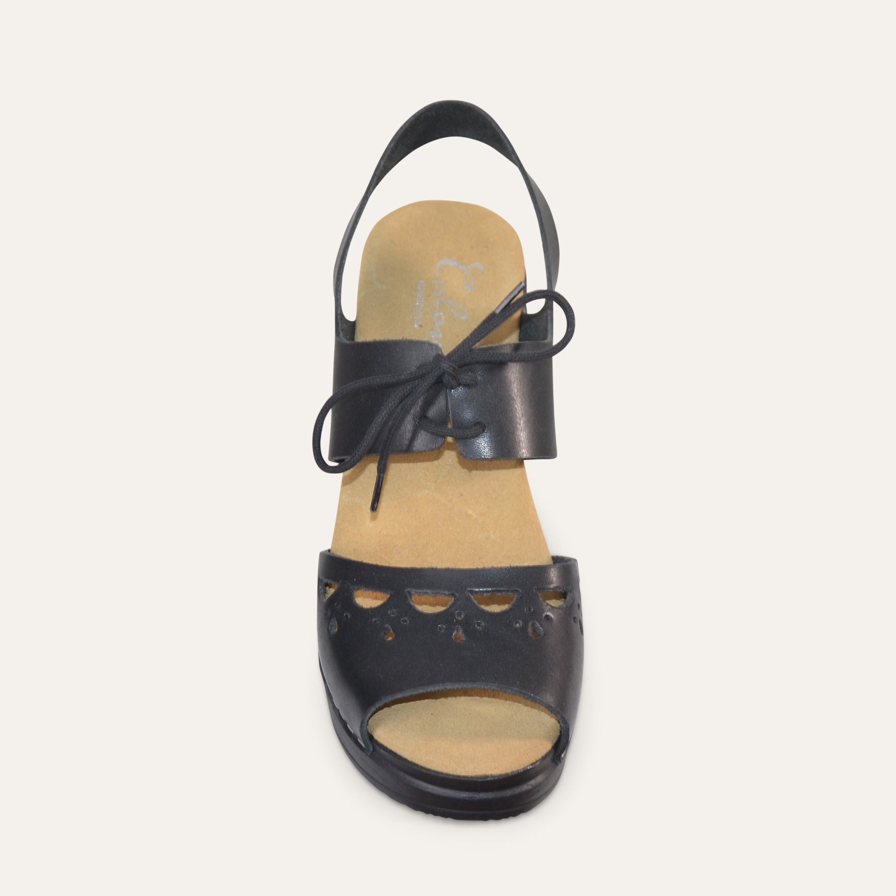 Nottie black leather clog sandal, Calou Stockholm