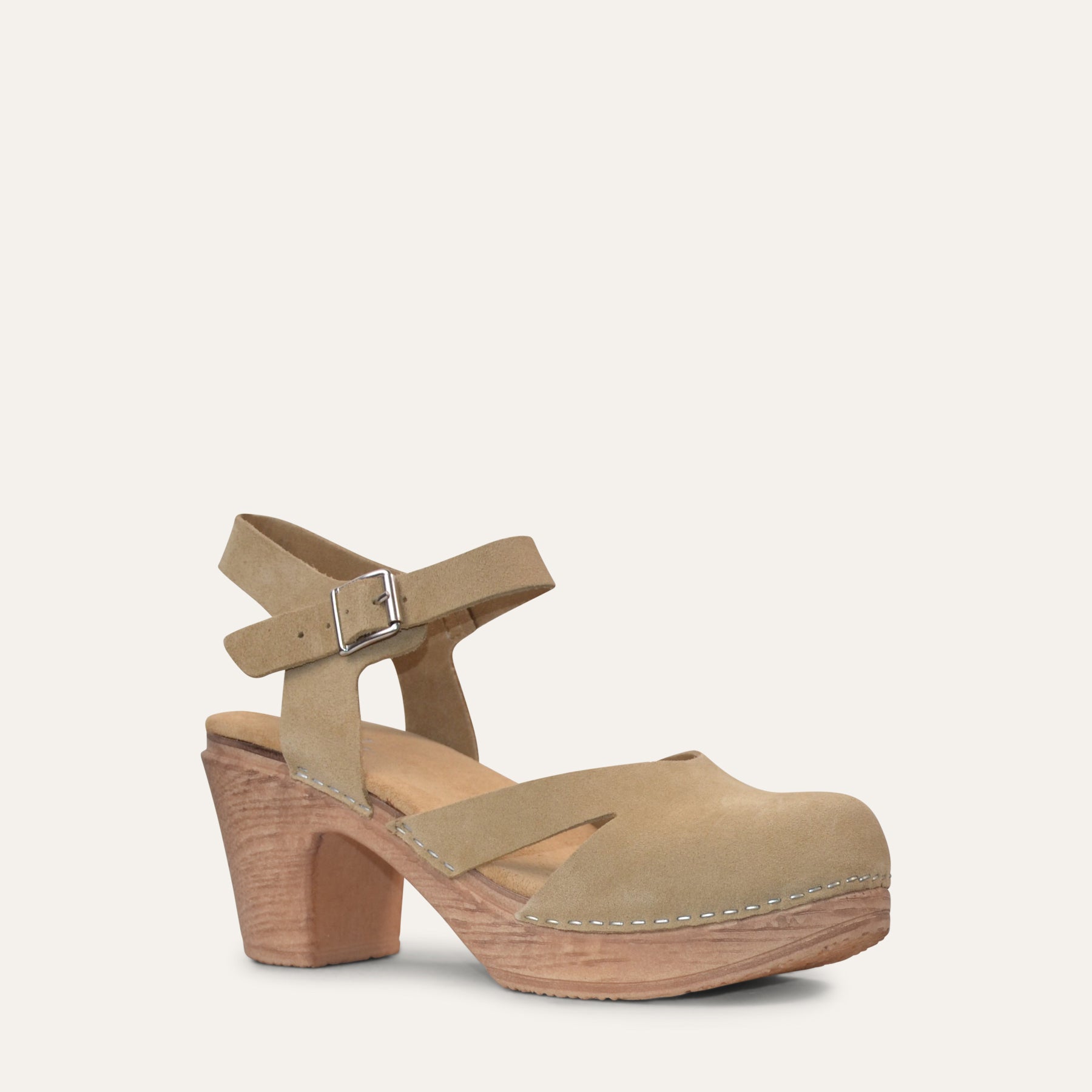 Penny beige suede clog sandal Calou Stockholm