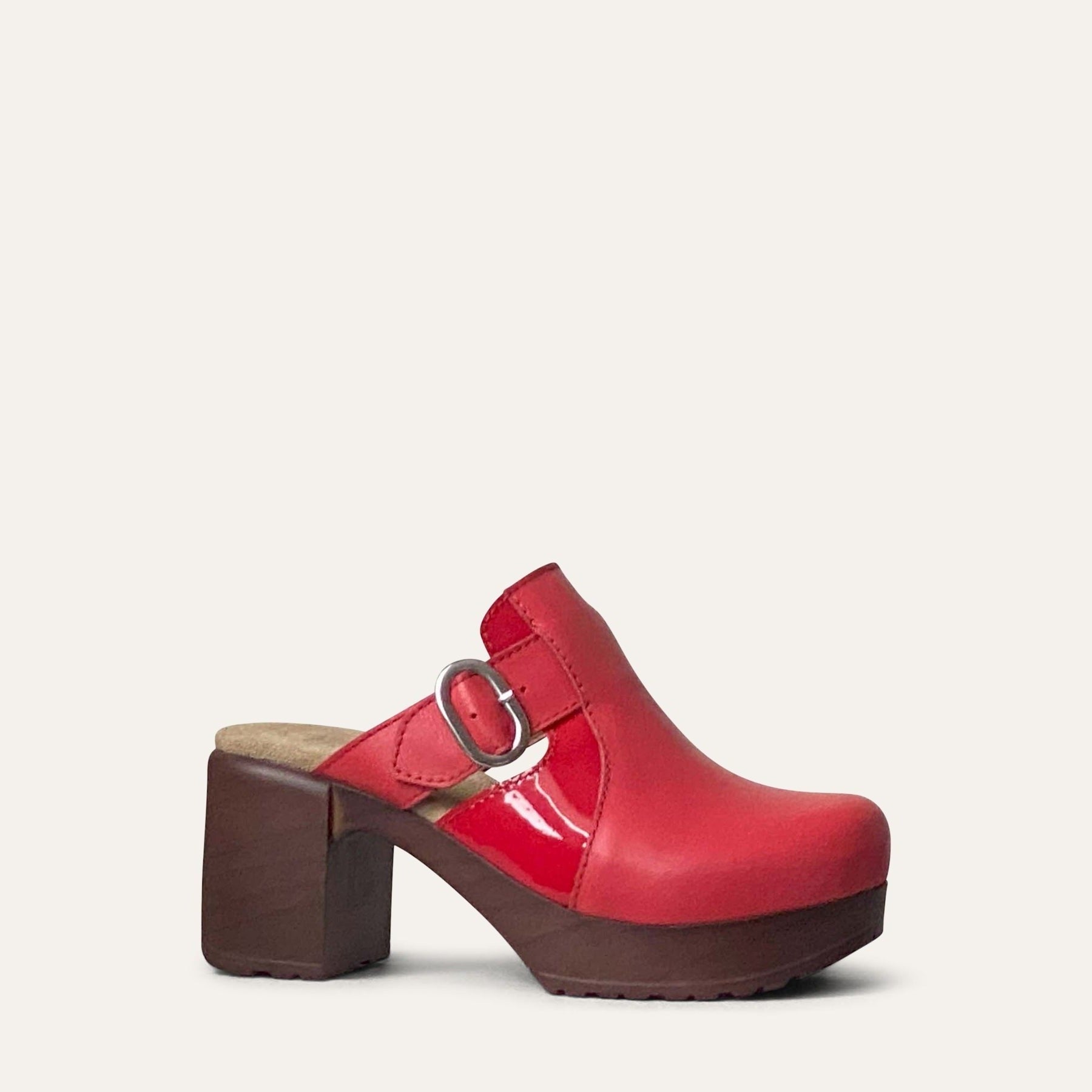 Sonja red leather clog, Calou Stockholm