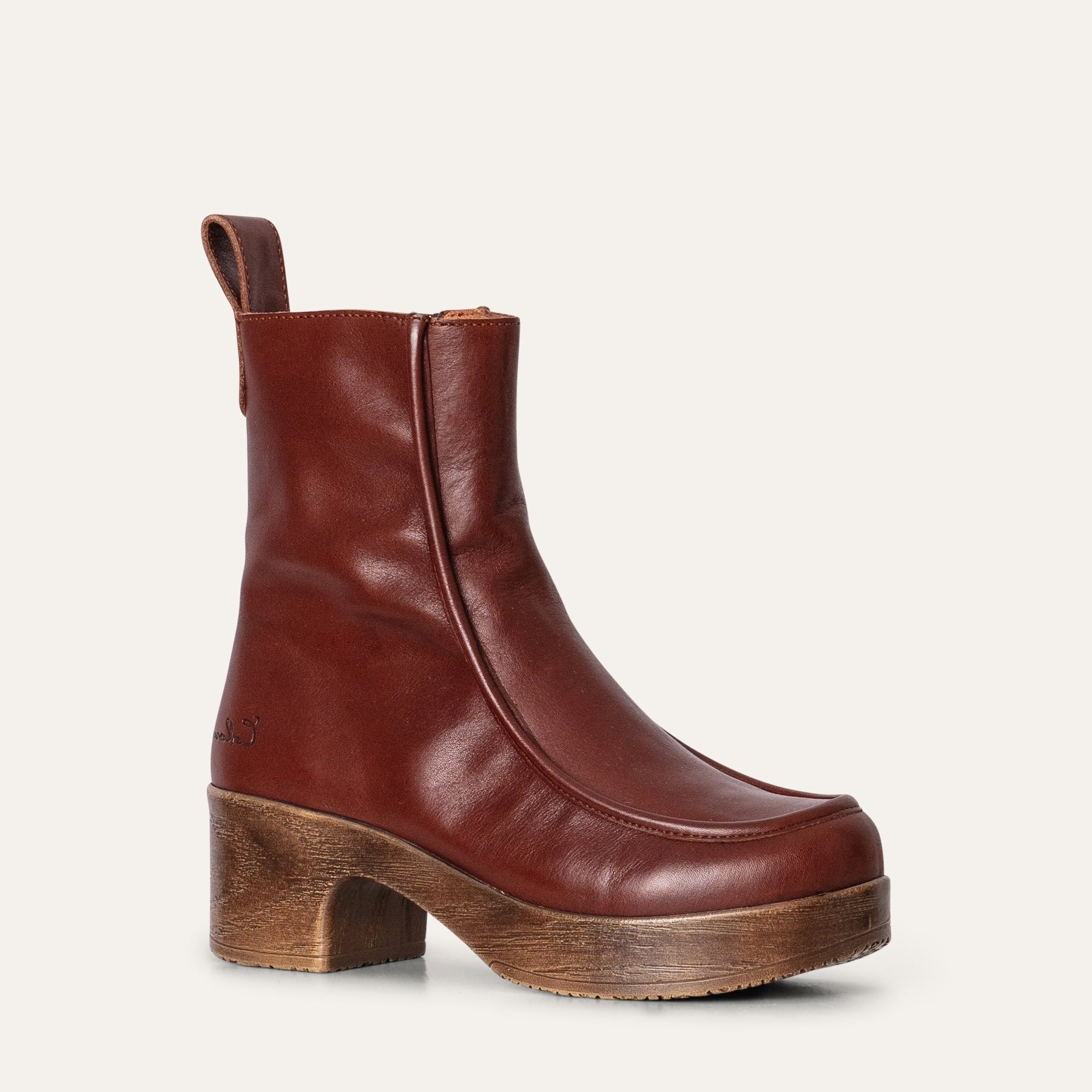 Viola brown leather clog boot Calou